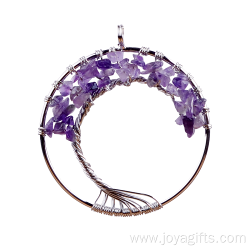 Healing Tree Of Life Pendant Wrapped Amethyst